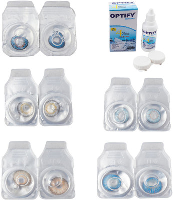 

Optify Combo Pack Monthly Color Contact Lens With Solution Monthly Contact Lens(0, Blue-Natural Grey-Hazel-Sea Blue-Blue Topaz, Pack of 5)