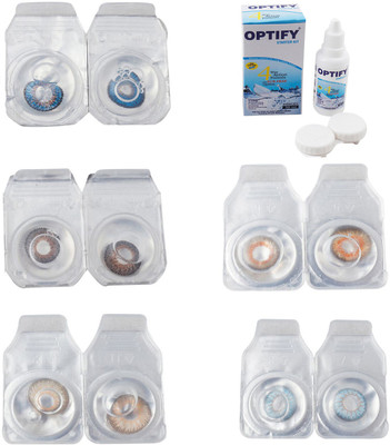 

Optify Combo Pack Monthly Color Contact Lens With Solution Monthly Contact Lens(0, Blue-Brown-Hazel-Honey-Sea Blue, Pack of 5)