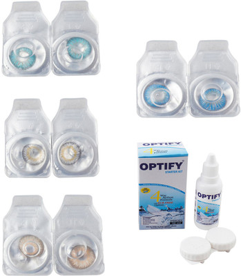 

Optify Combo Pack Monthly Color Contact Lens With Solution Monthly Contact Lens(0, Aqua-Natural Grey-Hazel-Blue Topaz, Pack of 4)