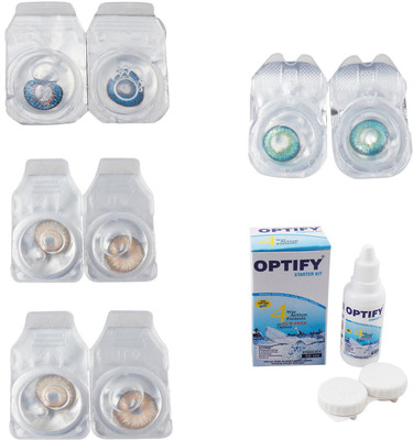 

Optify Combo Pack Monthly Color Contact Lens With Solution Monthly Contact Lens(0, Blue-Gold-Hazel-Green Turquoise, Pack of 4)