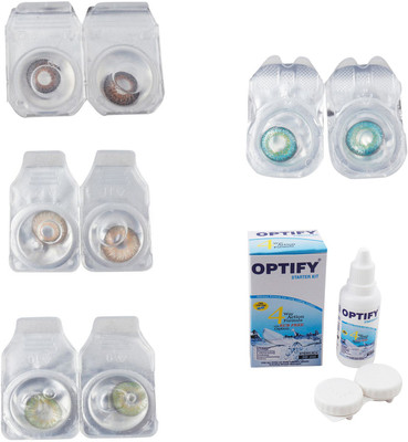 

Optify Combo Pack Monthly Color Contact Lens With Solution Monthly Contact Lens(0, Brown-Gold-Green-Green Turquoise, Pack of 4)