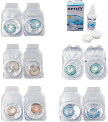 

Optify Combo Pack Monthly Color Contact Lens With Solution Monthly Contact Lens(0, Aqua-Gold-Honey-Green Turquoise-Blue Topaz, Pack of 5)