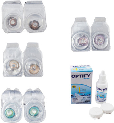 

Optify Combo Pack Monthly Color Contact Lens With Solution Monthly Contact Lens(0, Brown-Gold-Green Turquoise-Violet, Pack of 4)