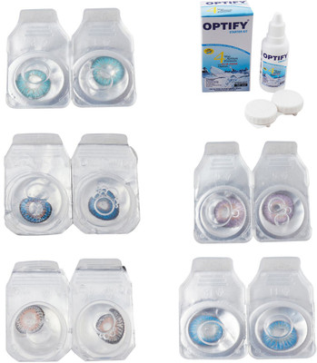 

Optify Combo Pack Monthly Color Contact Lens With Solution Monthly Contact Lens(0, Aqua-Blue-Grey-Violet-Blue Topaz, Pack of 5)
