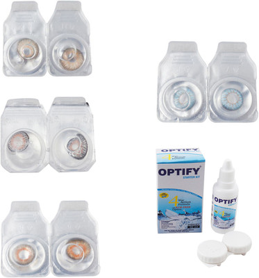 

Optify Combo Pack Monthly Color Contact Lens With Solution Monthly Contact Lens(0, Gold-Grey-Honey-Sea Blue, Pack of 4)