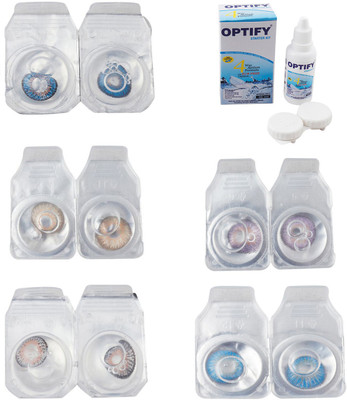 

Optify Combo Pack Monthly Color Contact Lens With Solution Monthly Contact Lens(0, Blue-Gold-Grey-Violet-Blue Topaz, Pack of 5)