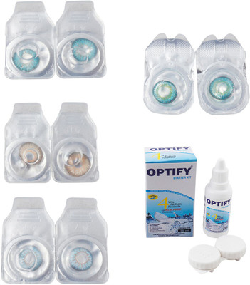 

Optify Combo Pack Monthly Color Contact Lens With Solution Monthly Contact Lens(0, Aqua-Gold-Sea Blue-Green Turquoise, Pack of 4)