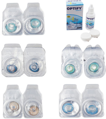 

Optify Combo Pack Monthly Color Contact Lens With Solution Monthly Contact Lens(0, Aqua-Blue-Gold-Green Turquoise-Blue Topaz, Pack of 5)
