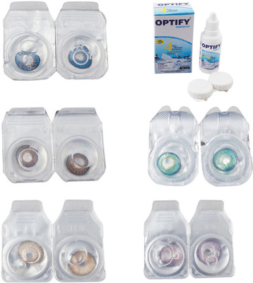 

Optify Combo Pack Monthly Color Contact Lens With Solution Monthly Contact Lens(0, Blue-Brown-Hazel-Green Turquoise-Violet, Pack of 5)