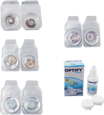 

Optify Combo Pack Monthly Color Contact Lens With Solution Monthly Contact Lens(0, Brown-Gold-Sea Blue-Violet, Pack of 4)