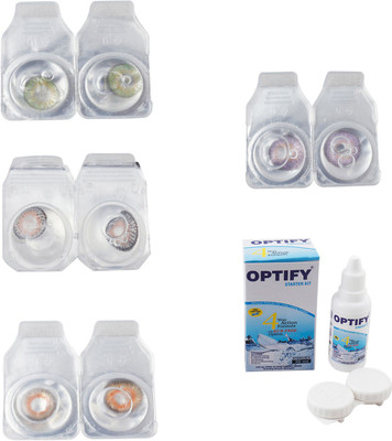 

Optify Combo Pack Monthly Color Contact Lens With Solution Monthly Contact Lens(0, Green-Grey-Honey-Violet, Pack of 4)