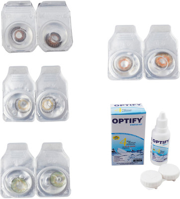 

Optify Combo Pack Monthly Color Contact Lens With Solution Monthly Contact Lens(0, Brown-Natural Grey-Green-Honey, Pack of 4)