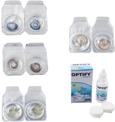 

Optify Combo Pack Monthly Color Contact Lens With Solution Monthly Contact Lens(0, Blue-Brown-Green-Hazel, Pack of 4)