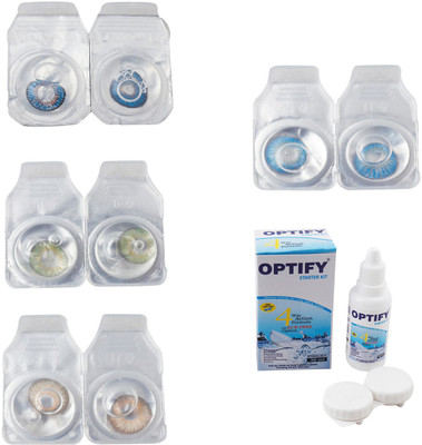 

Optify Combo Pack Monthly Color Contact Lens With Solution Monthly Contact Lens(0, Blue-Green-Hazel-Blue Topaz, Pack of 4)