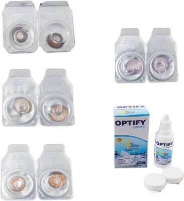 

Optify Combo Pack Monthly Color Contact Lens With Solution Monthly Contact Lens(0, Brown-Hazel-Honey-Violet, Pack of 4)