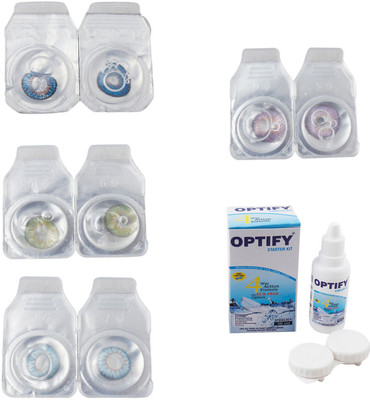 

Optify Combo Pack Monthly Color Contact Lens With Solution Monthly Contact Lens(0, Blue-Green-Sea Blue-Violet, Pack of 4)