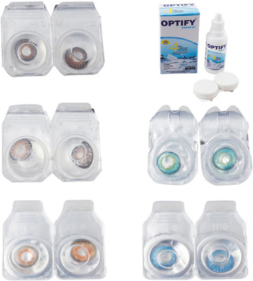 

Optify Combo Pack Monthly Color Contact Lens With Solution Monthly Contact Lens(0, Brown-Grey-Honey-Green Turquoise-Blue Topaz, Pack of 5)