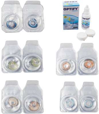 

Optify Combo Pack Monthly Color Contact Lens With Solution Monthly Contact Lens(0, Blue-Green-Hazel-Honey-Sea Blue, Pack of 5)