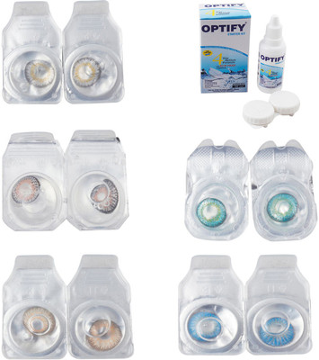 

Optify Combo Pack Monthly Color Contact Lens With Solution Monthly Contact Lens(0, Natural Grey-Grey-Hazel-Green Turquoise-Blue Topaz, Pack of 5)