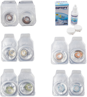 

Optify Combo Pack Monthly Color Contact Lens With Solution Monthly Contact Lens(0, Brown-Natural Grey-Green-Honey-Sea Blue, Pack of 5)