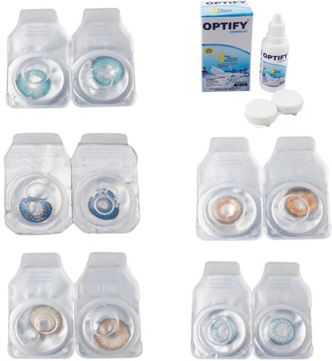 

Optify Combo Pack Monthly Color Contact Lens With Solution Monthly Contact Lens(0, Aqua-Blue-Hazel-Honey-Sea Blue, Pack of 5)