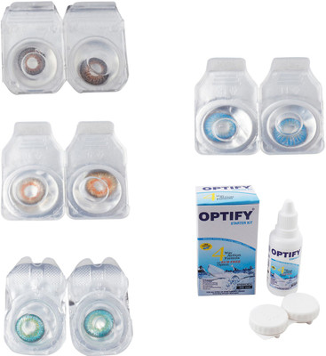 

Optify Combo Pack Monthly Color Contact Lens With Solution Monthly Contact Lens(0, Brown-Honey-Green Turquoise-Blue Topaz, Pack of 4)
