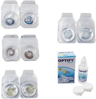 

Optify Combo Pack Monthly Color Contact Lens With Solution Monthly Contact Lens(0, Blue-Brown-Green-Sea Blue, Pack of 4)