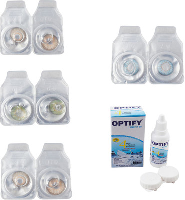 

Optify Combo Pack Monthly Color Contact Lens With Solution Monthly Contact Lens(0, Gold-Green-Hazel-Sea Blue, Pack of 4)