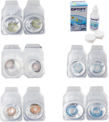 

Optify Combo Pack Monthly Color Contact Lens With Solution Monthly Contact Lens(0, Green-Grey-Honey-Sea Blue-Blue Topaz, Pack of 5)
