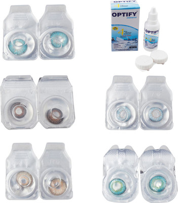 

Optify Combo Pack Monthly Color Contact Lens With Solution Monthly Contact Lens(0, Aqua-Brown-Gold-Sea Blue-Green Turquoise, Pack of 5)