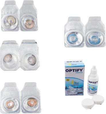 

Optify Combo Pack Monthly Color Contact Lens With Solution Monthly Contact Lens(0, Gold-Grey-Honey-Blue Topaz, Pack of 4)