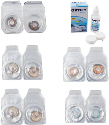 

Optify Combo Pack Monthly Color Contact Lens With Solution Monthly Contact Lens(0, Brown-Gold-Hazel-Honey-Sea Blue, Pack of 5)