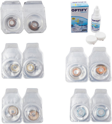 

Optify Combo Pack Monthly Color Contact Lens With Solution Monthly Contact Lens(0, Brown-Natural Grey-Gold-Honey-Sea Blue, Pack of 5)