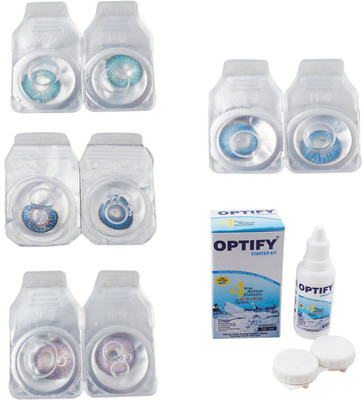 

Optify Combo Pack Monthly Color Contact Lens With Solution Monthly Contact Lens(0, Aqua-Blue-Violet-Blue Topaz, Pack of 4)