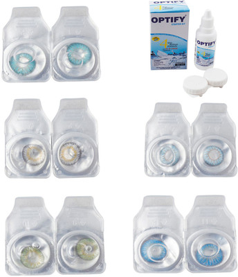 

Optify Combo Pack Monthly Color Contact Lens With Solution Monthly Contact Lens(0, Aqua-Natural Grey-Green-Sea Blue-Blue Topaz, Pack of 5)