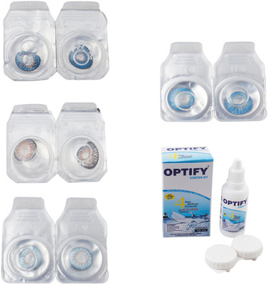 

Optify Combo Pack Monthly Color Contact Lens With Solution Monthly Contact Lens(0, Blue-Grey-Sea Blue-Blue Topaz, Pack of 4)