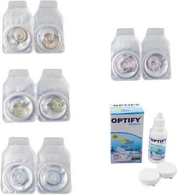 

Optify Combo Pack Monthly Color Contact Lens With Solution Monthly Contact Lens(0, Gold-Green-Sea Blue-Violet, Pack of 4)