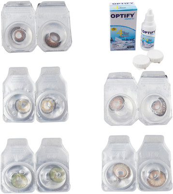 

Optify Combo Pack Monthly Color Contact Lens With Solution Monthly Contact Lens(0, Brown-Natural Grey-Green-Grey-Hazel, Pack of 5)
