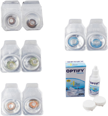 

Optify Combo Pack Monthly Color Contact Lens With Solution Monthly Contact Lens(0, Brown-Green-Honey-Blue Topaz, Pack of 4)