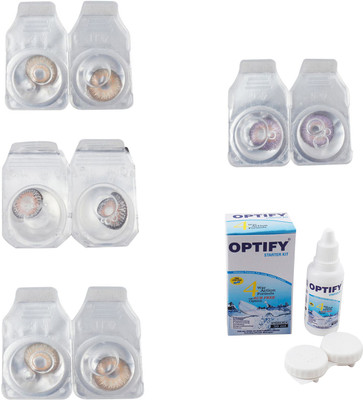 

Optify Combo Pack Monthly Color Contact Lens With Solution Monthly Contact Lens(0, Gold-Grey-Hazel-Violet, Pack of 4)