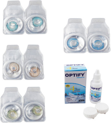 

Optify Combo Pack Monthly Color Contact Lens With Solution Monthly Contact Lens(0, Aqua-Gold-Green-Blue Topaz, Pack of 4)