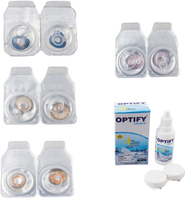 

Optify Combo Pack Monthly Color Contact Lens With Solution Monthly Contact Lens(0, Blue-Hazel-Honey-Violet, Pack of 4)