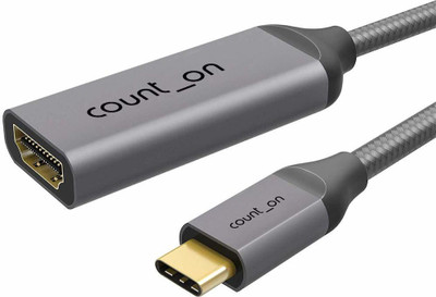 

Count On USB Type-C to HDMI Adapter (4K@60Hz), Thunderbolt 3 Compatible for MacBook Pro 2018/2017 and More, Gray Colour HDMI Cable(Compatible with Mobile, Tablet, Grey, Sync and Charge Cable)