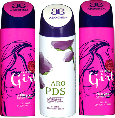 

AROCHEM CHARMING GIRL , ARO PDS AND CHARMING GIRL DYNAMIC PURE ORIGINAL Deodorant Spray - For Men & Women(200 ml, Pack of 3)