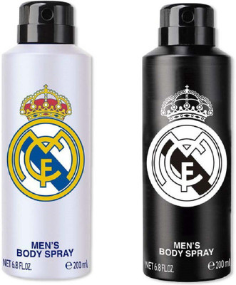 

Real Madrid Original Black & White Combo Deodorant Spray - For Men(400 ml, Pack of 2)