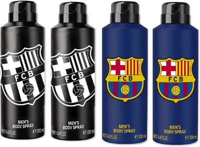 

FC Barcelona Original Combo Of Black & Blue Deodorant Spray - For Men(800 ml, Pack of 4)