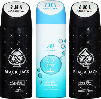 

AROCHEM BLACK JACK , H2O AND BALCK JACK DYNAMIC PURE ORIGINAL Deodorant Spray - For Men & Women(200 ml, Pack of 3)