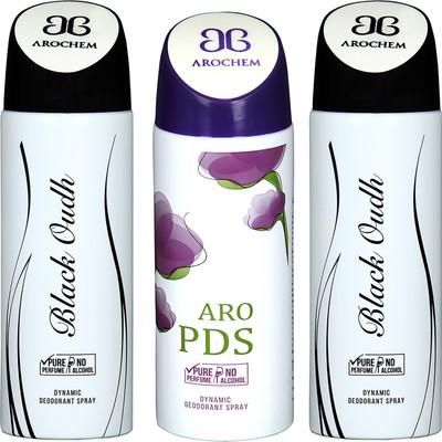 

AROCHEM BLACK OUDH , ARO PDS AND BLACK OUDH DYNAMIC PURE ORIGINAL Deodorant Spray - For Men & Women(200 ml, Pack of 3)
