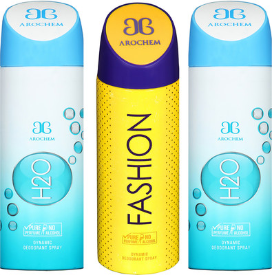 

AROCHEM H2O , FASHION AND H2O DYNAMIC PURE ORIGINAL Deodorant Spray - For Men & Women(200 ml, Pack of 3)