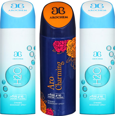 

AROCHEM H2O , ARO CHARMING AND H2O DYNAMIC PURE ORIGINAL Deodorant Spray - For Men & Women(200 ml, Pack of 3)